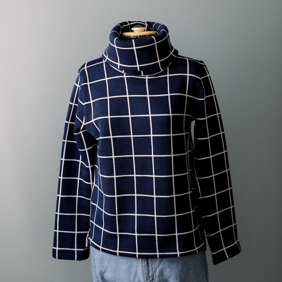 J. Crew Long-sleeve Funnelneck Pullover Fleece Sweater Navy - Women's Medium - Picture 6 of 7